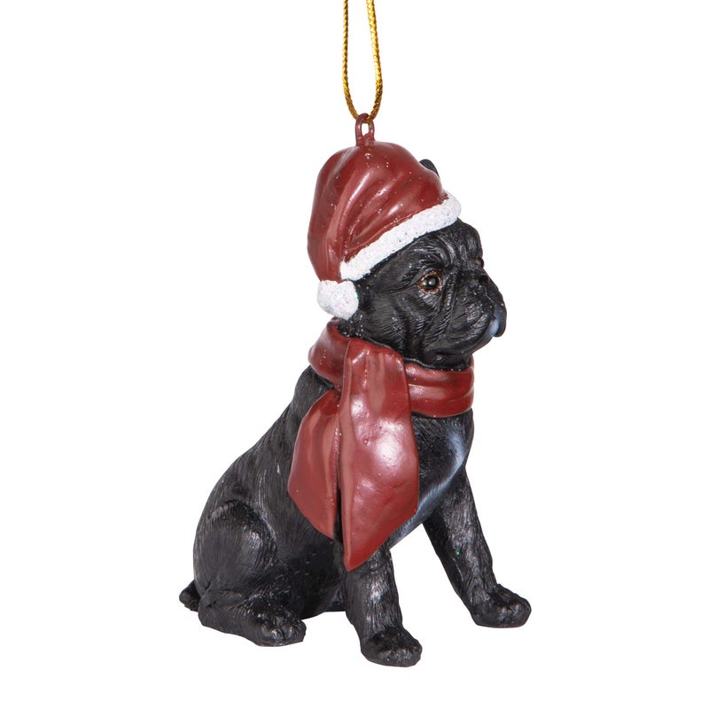 Design Toscano Christmas Xmas French Bulldog Holiday Dog Ornaments, Full Color - Image 3